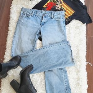 American Eagle Y2K Women's Jeans Hipster Skinny Flare Size 8 Long Grunge Blue